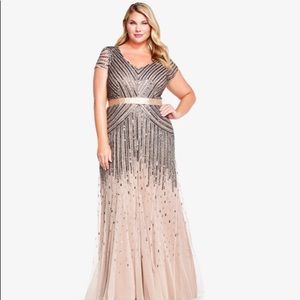 Beaded V-Neck Gown 
Color: Nude